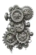 broken clock gears tattoo design idea