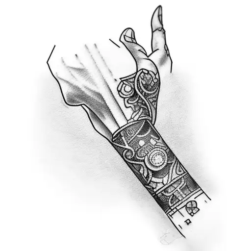 armband tatto for right arm whit one big band with red and black colors and one smal band below it tattoo design idea