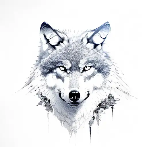 wolf and raven tattoo design idea