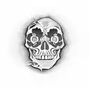 skull dont talk money is power tattoo design idea