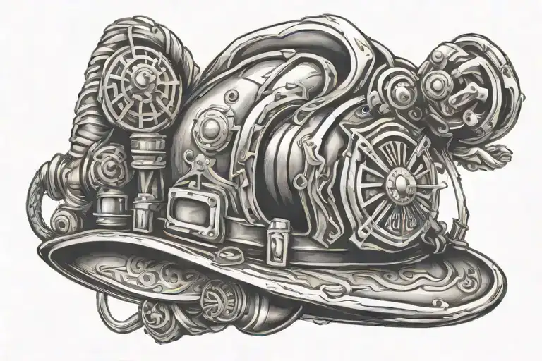 Firefighter helmet tattoo design idea