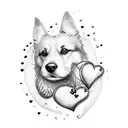 Dog Paw with Heart tattoo design idea