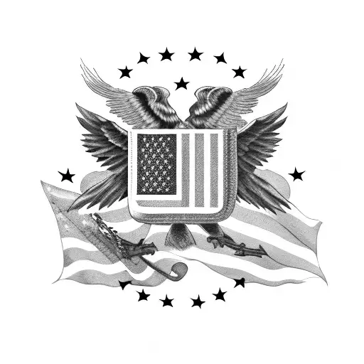 American flag with fallen soldier tattoo design idea