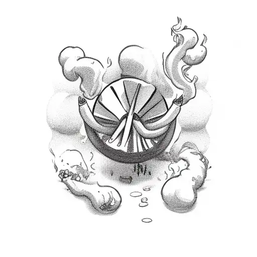 blunt with smoke and 420 at bottom spin tattoo design idea