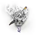 blunt with smoke going down and 420 at bottom spine tattoo design idea