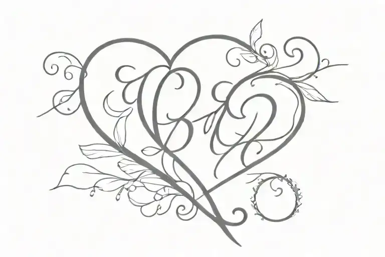 capital cursive G and a heart tattoo design idea