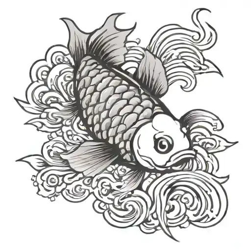 A tattoo design in traditional Japanese style of goldfish tattoo design idea