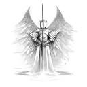 arch angel michael with a sword and armor tattoo design idea