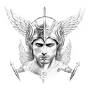 arch angel michael with a sword and armor tattoo design idea