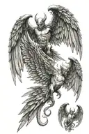 angle and devil wings made tattoo design idea