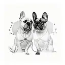 realism style tattoo of tree of life with 2 french bulldogs sitting underneath tattoo design idea