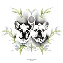 realism style tattoo of tree of life with 2 french bulldogs sitting underneath tattoo design idea