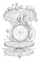 Sisyphus rolling poker table with 7 and 2 cards on the table tattoo design idea