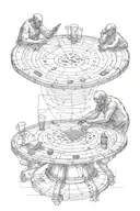 Sisyphus rolling poker table with 7 and 2 cards on the table tattoo design idea
