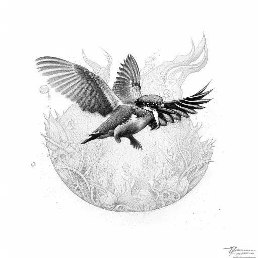 kingfisher diving, wings spread out tattoo design idea
