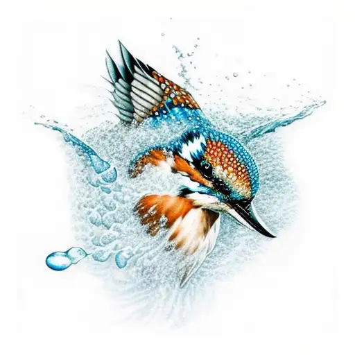 kingfisher diving into water tattoo design idea