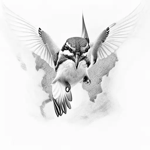 kingfisher diving down tattoo design idea
