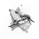 kingfisher diving into water tattoo design idea