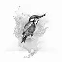 kingfisher diving into water tattoo design idea