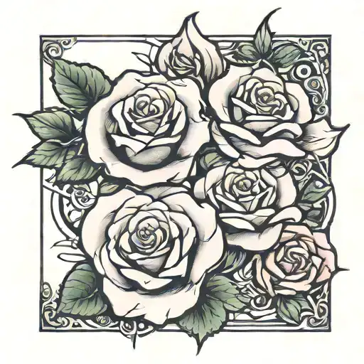 money and rose intertwined tattoo design idea