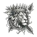 lion wearing crown of thorns clouds tattoo design idea