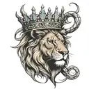 lion wearing crown of thorns clouds tattoo design idea