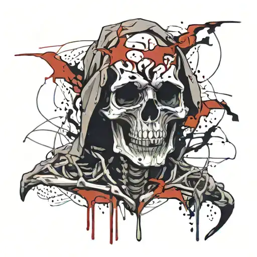 skeleton wearing straightjacket screaming skull tattoo design idea