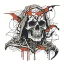 skeleton wearing straightjacket screaming skull tattoo design idea