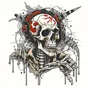 skeleton wearing straightjacket screaming skull tattoo design idea