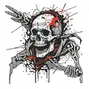 skeleton wearing straightjacket screaming skull tattoo design idea