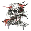 skeleton wearing straightjacket screaming skull tattoo design idea