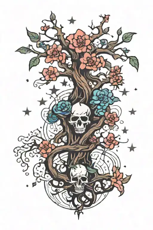 poison tree with star sign tattoo design idea