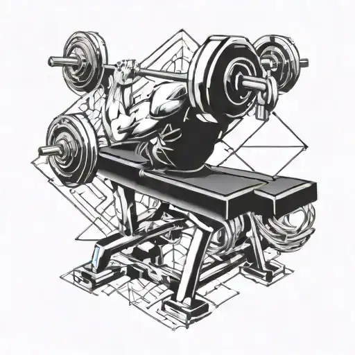 gym tattoo idea involving bench press tattoo design idea