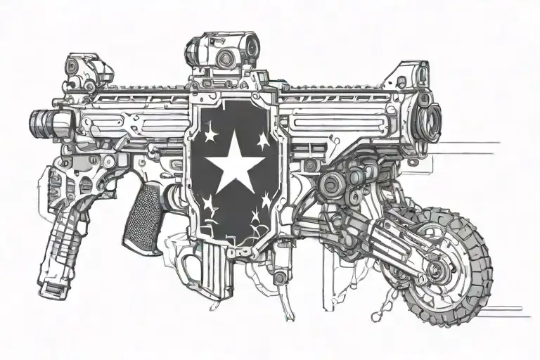 Call of duty Advanced Warfare ASM1 inside a panel  tattoo design idea