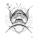 trout hunting little fish tattoo design idea