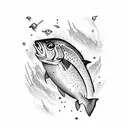 trout hunting little fish tattoo design idea