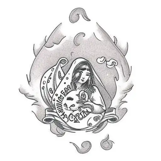 Traditional-style tattoo of a fortune cookie surrounded by animals tattoo design idea