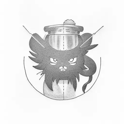 Ghibli characters minimalist tattoo design idea