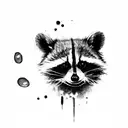 a raccoon with glas breaking in front of its face starting from its eye tattoo design idea
