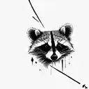 a raccoon with glas breaking in front of its face starting from its eye tattoo design idea