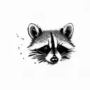 a raccoon with glas breaking in front of its face starting from its eye tattoo design idea