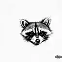 a raccoon with glas breaking in front of its face starting from its eye tattoo design idea
