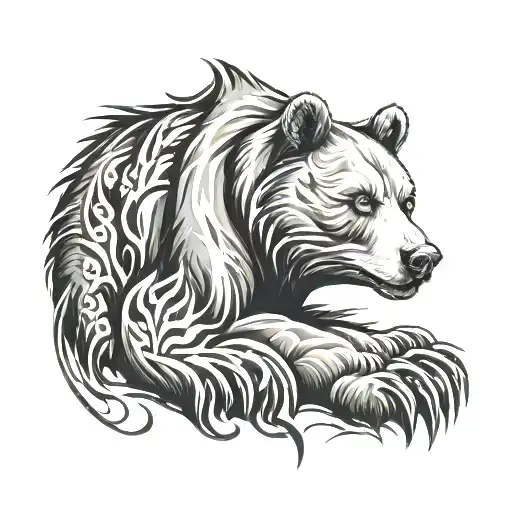 bear paw print, scroll wrapped, john, lake in paw print tattoo design idea