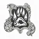 Bear paw print with scroll across tattoo design idea