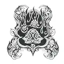 Bear paw print with scroll across tattoo design idea