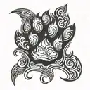 Bear paw print with scroll across tattoo design idea