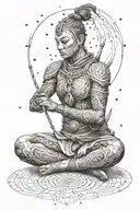 grounded warrior meditating tattoo design idea