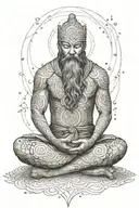 grounded warrior meditating tattoo design idea
