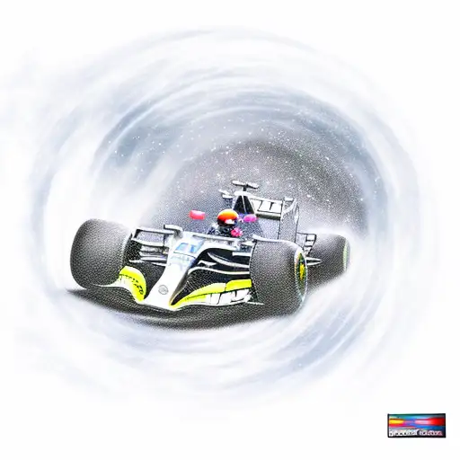 A realistic tattoo of a Formula 1 car racing through a galaxy, combining the client's love for F1 and Star Wars tattoo design idea