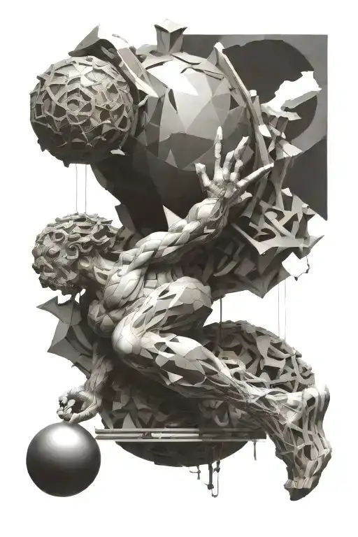 SYSYPHUS WITH A STONE OR MARBEL ANTIQUE ULTRA tattoo design idea